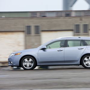 Preview wallpaper acura, tsx, 2010, blue, side view, style, cars, speed, building