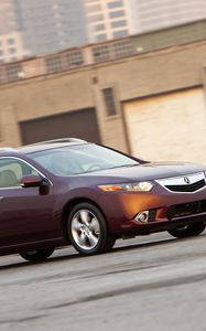 Preview wallpaper acura, tsx, 2010, cherry, side view, style, cars, speed building, asphalt