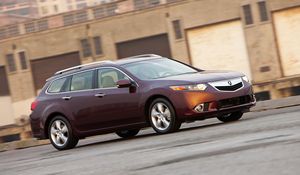 Preview wallpaper acura, tsx, 2010, cherry, side view, style, cars, speed building, asphalt