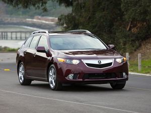 Preview wallpaper acura, tsx, 2010, cherry, front view, style, cars, nature, trees, speed, asphalt