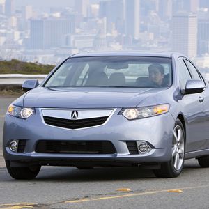 Preview wallpaper acura, tsx, 2010, blue, front view, style, cars, city, grass, road