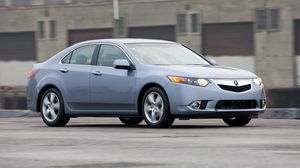 Preview wallpaper acura, tsx, 2010, blue, side view, style, cars, building speed, asphalt