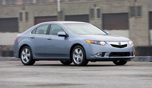 Preview wallpaper acura, tsx, 2010, blue, side view, style, cars, building speed, asphalt