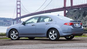 Preview wallpaper acura, tsx, 2010, blue, side view, style, cars, bridges