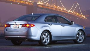 Preview wallpaper acura, tsx, 2010, blue metallic, side view, style, cars, bridges, lights, wet asphalt