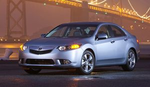 Preview wallpaper acura, tsx, 2010, blue metallic, front view, style, cars, bridges, lights, wet asphalt