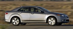 Preview wallpaper acura, tsx, 2010, metallic gray, side view, style, cars, speed, road, nature