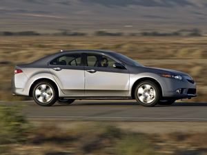 Preview wallpaper acura, tsx, 2010, metallic gray, side view, style, cars, speed, road, nature