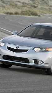 Preview wallpaper acura, tsx, 2010, gray, side view, style, cars, nature, traffic, road