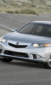 Preview wallpaper acura, tsx, 2010, gray, side view, style, cars, nature, traffic, road