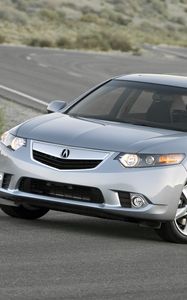 Preview wallpaper acura, tsx, 2010, gray, side view, style, cars, nature, traffic, road