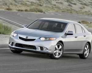 Preview wallpaper acura, tsx, 2010, gray, side view, style, cars, nature, traffic, road