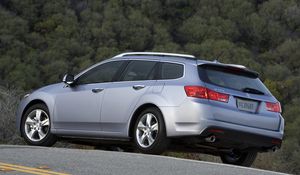 Preview wallpaper acura, tsx, 2010, blue, side view, style, cars, nature, trees, asphalt