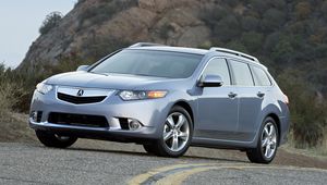 Preview wallpaper acura, tsx, 2010, blue, front view, style, cars, shrubs, rock, sky, asphalt