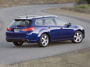 Preview wallpaper acura, tsx, 2010, blue, side view, style, cars, shrubs, asphalt