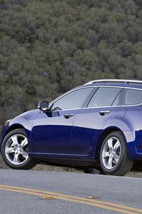 Preview wallpaper acura, tsx, 2010, blue, side view, style, cars, nature, forest