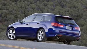 Preview wallpaper acura, tsx, 2010, blue, side view, style, cars, nature, forest