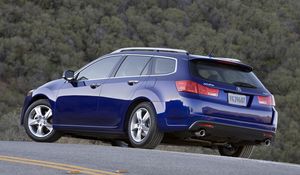 Preview wallpaper acura, tsx, 2010, blue, side view, style, cars, nature, forest