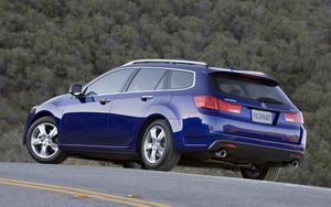 Preview wallpaper acura, tsx, 2010, blue, side view, style, cars, nature, forest