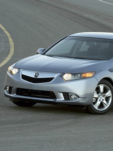 Preview wallpaper acura, tsx, 2010, gray metallic, front view, style, cars, asphalt