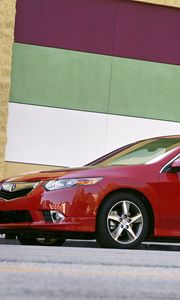 Preview wallpaper acura, tsx, 2011, red, side view, style, cars, walls, asphalt