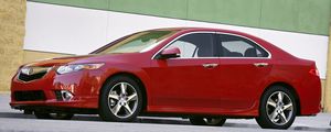 Preview wallpaper acura, tsx, 2011, red, side view, style, cars, walls, asphalt