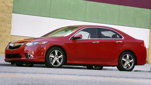 Preview wallpaper acura, tsx, 2011, red, side view, style, cars, walls, asphalt