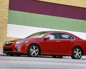 Preview wallpaper acura, tsx, 2011, red, side view, style, cars, walls, asphalt