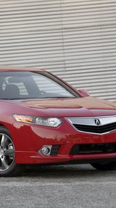 Preview wallpaper acura, tsx, 2011, red, side view, style, cars, walls, asphalt