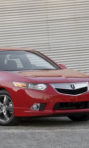 Preview wallpaper acura, tsx, 2011, red, side view, style, cars, walls, asphalt