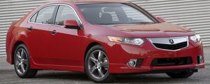 Preview wallpaper acura, tsx, 2011, red, side view, style, cars, walls, asphalt