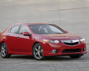 Preview wallpaper acura, tsx, 2011, red, side view, style, cars, walls, asphalt