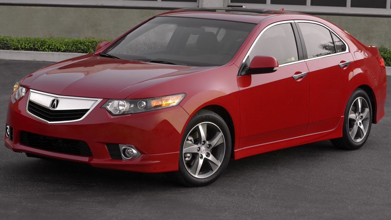 Wallpaper acura, tsx, 2011, red, front view, style, cars, buildings, grass, asphalt