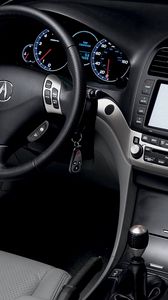 Preview wallpaper acura, tsx, salon, interior, steering wheel, speedometer