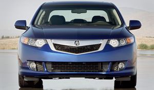 Preview wallpaper acura, tsx, v6, 2009, blue, front view, style, cars, reflection, nature