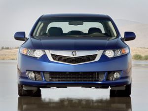 Preview wallpaper acura, tsx, v6, 2009, blue, front view, style, cars, reflection, nature