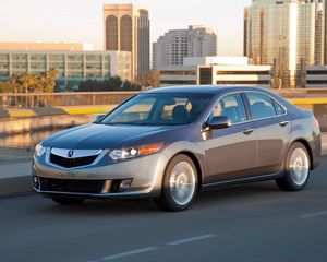 Preview wallpaper acura, tsx, v6, gray, side view, style, cars, speed, city, asphalt