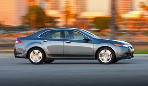 Preview wallpaper acura, tsx, v6, 2009, metallic gray, side view, style, cars, speed, home, city, trees