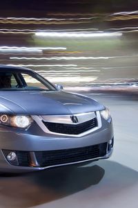 Preview wallpaper acura, tsx, v6, 2009, gray metallic, front view, style, cars, speed, lights, asphalt