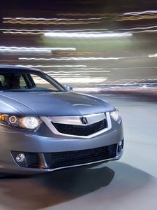Preview wallpaper acura, tsx, v6, 2009, gray metallic, front view, style, cars, speed, lights, asphalt