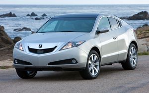 Preview wallpaper acura, zdx, 2009, silver metallic, front view, style, cars, sea, rocks, asphalt