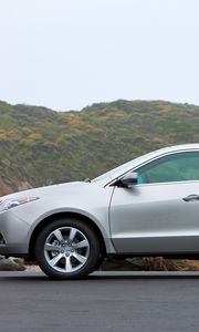 Preview wallpaper acura, zdx, 2009, silver metallic, side view, style, cars, nature, asphalt, grass