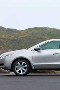 Preview wallpaper acura, zdx, 2009, silver metallic, side view, style, cars, nature, asphalt, grass