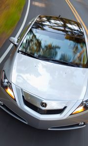 Preview wallpaper acura, zdx, 2009, metallic silver, top view, style, cars, speed, grass, asphalt