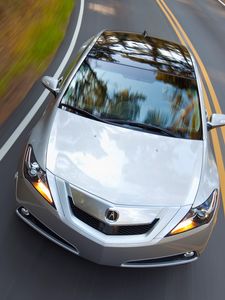 Preview wallpaper acura, zdx, 2009, metallic silver, top view, style, cars, speed, grass, asphalt