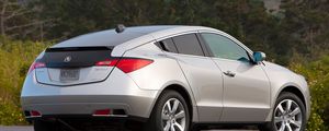 Preview wallpaper acura, zdx, 2009, silver metallic, side view, style, cars, wood, grass, asphalt