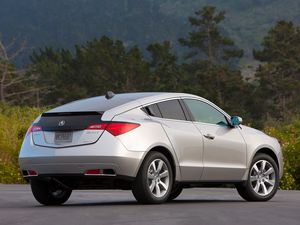 Preview wallpaper acura, zdx, 2009, silver metallic, side view, style, cars, wood, grass, asphalt