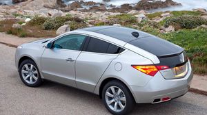 Preview wallpaper acura, zdx, 2009, metallic silver, top view, style, cars, nature, sea, grass, asphalt