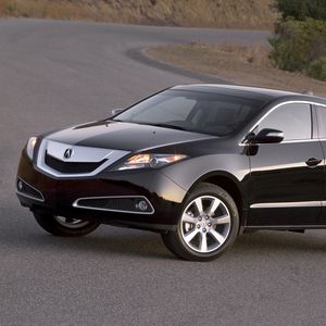 Preview wallpaper acura, zdx, 2009, black, side view, style, cars, trees, asphalt