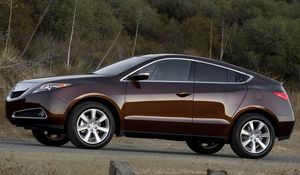 Preview wallpaper acura, zdx, 2009, brown, side view, style, cars, nature, shrubs, grass